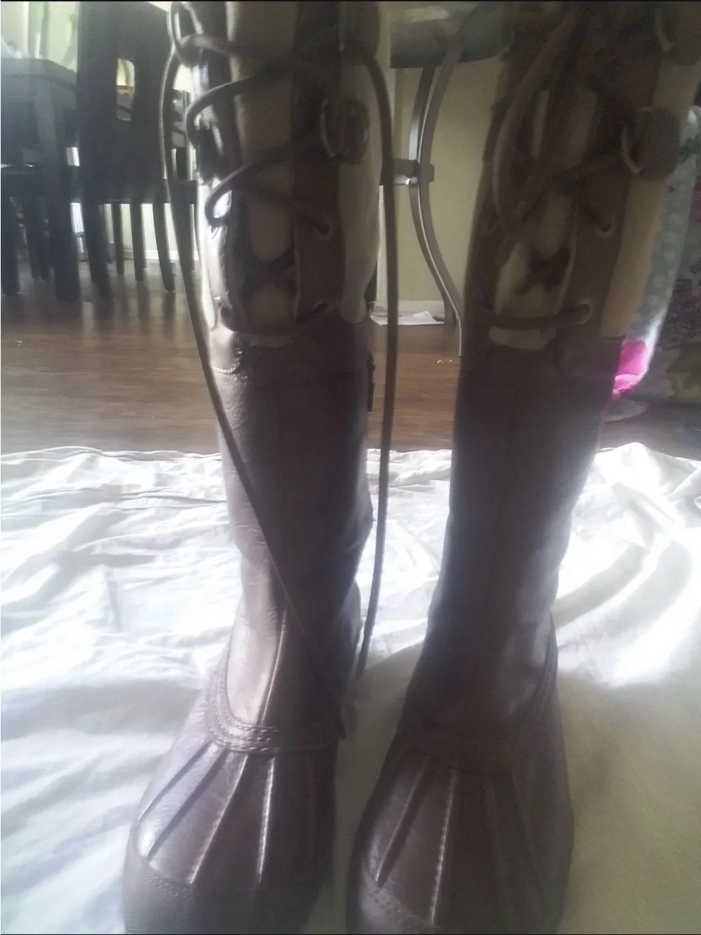 Women's Brown and Cream Insulated Lace-Up Winter Boot